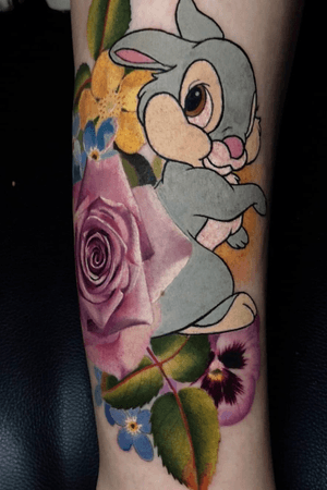 Mix up of styles here, Thumper and some realistic flowers