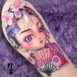 .🌸🌸🌸🌸🌸🌸🌸🌸🌸🌸🌸.GORGEOUS JAPANESE GEISHA.👘💖👘💖👘💖👘💖👘💖👘..The geisha holds a transparent peach blossom fan! Thanks for staying patiently and nicely until the tattoo finished. 🥺💕 You trust me a lot.  Also care about me if I take without a rest. I really want to chat with you more! Love uu💜...#plinthspace #hellokitty #hellokittytattoo #artdesign #love #sanrio #kawaii ##japan #supercutetattoos #japan #Japanese ##japanesetattoo #刺青 #女刺青師 #sparkletattoo #kitty  #follow #tattoo #ink #diamondtattoo #diamond #台灣景點 #台灣美食 #抖音 #台北旅遊 #taipei #taiwantattoo #taiwanfood #procreate #geisha #geishatattoo