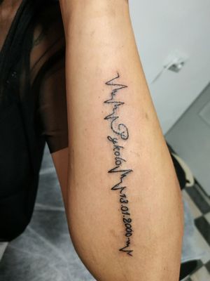 Heartbeat with name & date of birth