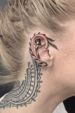 Dotwork floral ear by me 