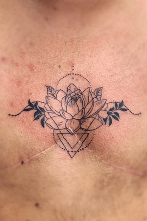 Lotus Chest piece Tattoo
