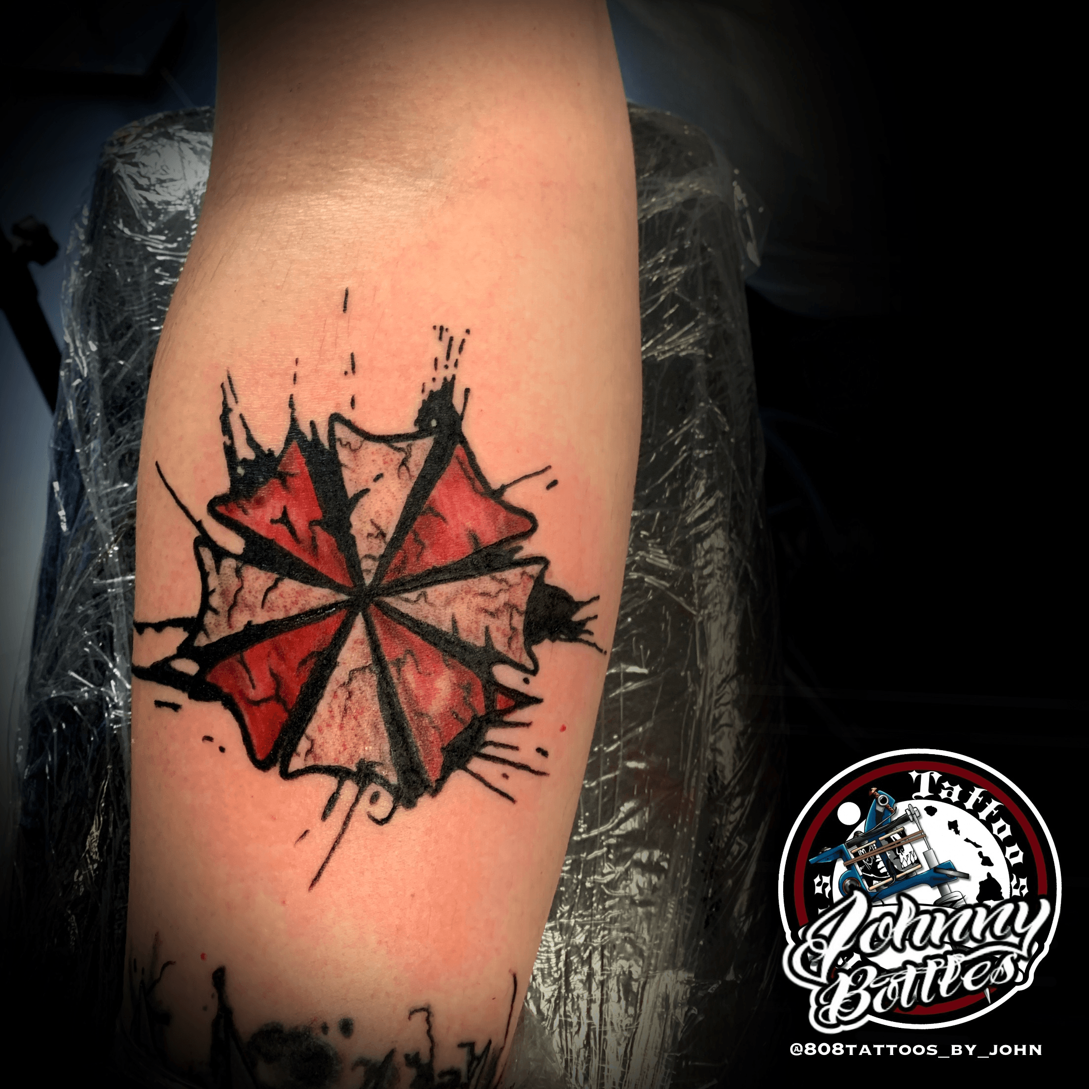 Resident Evil Umbrella Cooperation Logo Tattoo  Resident evil tattoo  Zombie tattoos Gaming tattoo