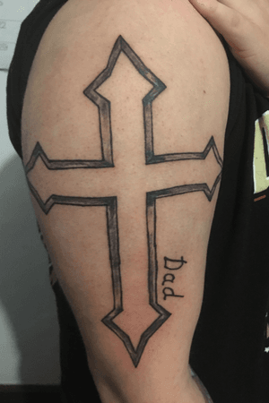 “Dad” Cross Tattoo - Done On Arm • @Valley13Tattoo • @k1lgor3