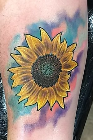 #sunflower #sunflowertattoo #color #watercolor #flower #flowertattoo #forearm #realism 