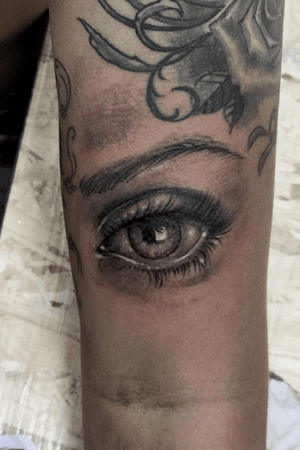 Realistic eye black and grey using silverback ink