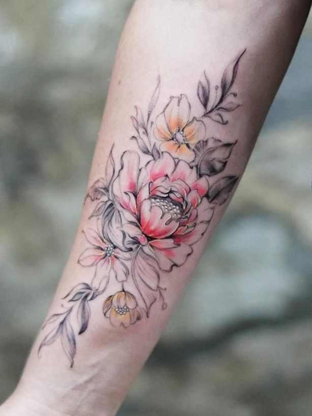 Single needle lotus flower tattoo on the left inner