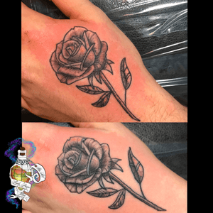 Couple hand rose tattoo. #rosetattoo #handtattoo #couplestattoo