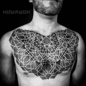 Cosmic alignment completed for Travis . Email christiannovatattoo@gmail for booking inquires . #blackwork #geometrictattoo #geometrytattoo #sacredgeometrytattoo #dotwork #dotworktattoo #psychedelic #chestpiece #heavyblackwork