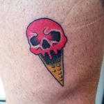 Ice cream skull for Paul. Had a lot of fun doing this one! #syfitattoos #skull #color #traditional #cool #colorful #simple #brooklyn #nyc 