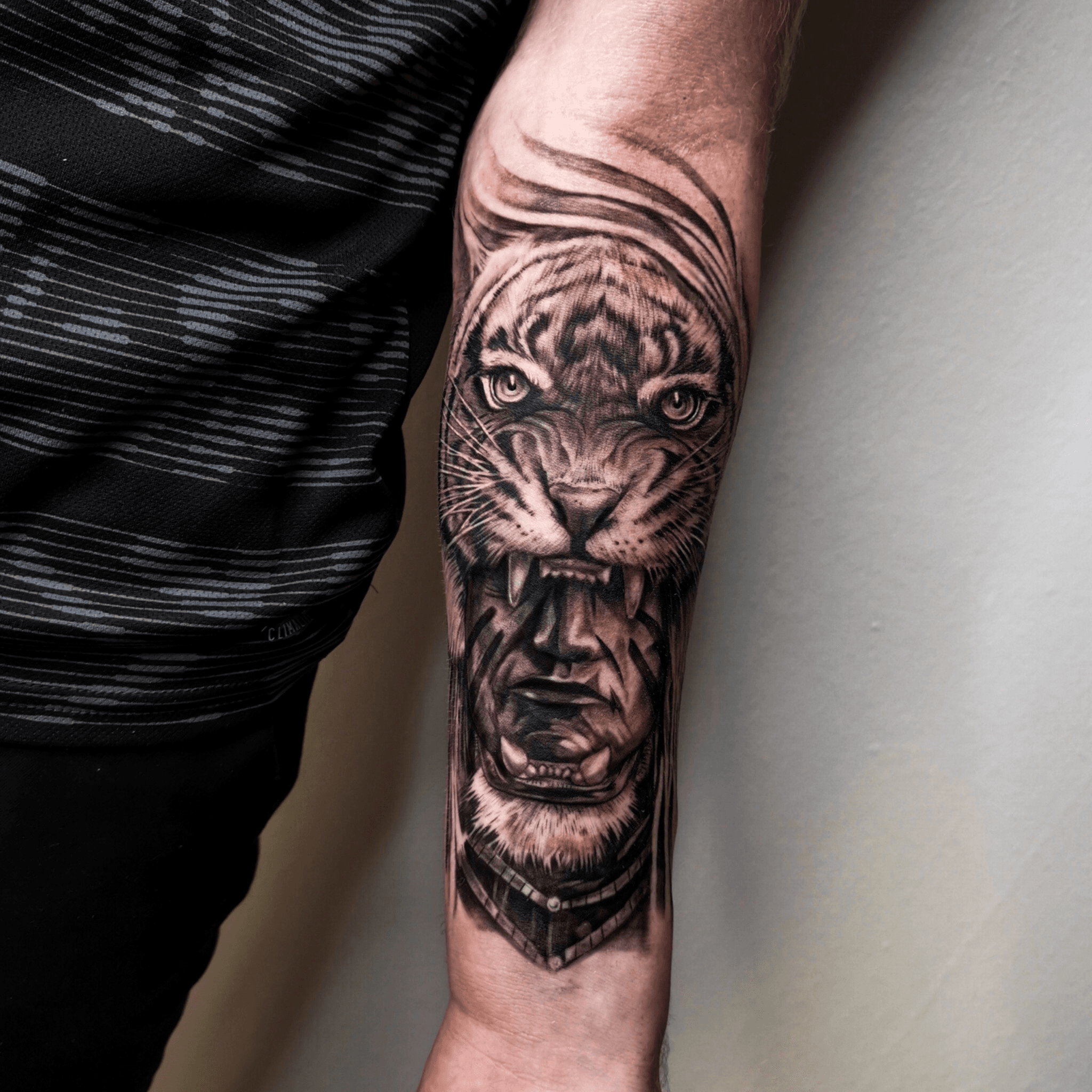 Tattoo uploaded by Jones • Chief and the Tiger #chief #chieftattoo #tiger  #tigertattoo #tattoodo #tattoos #inked #tattoooftheday #bnginksociety  #blackandgrey #tatouage #copenhagen • Tattoodo