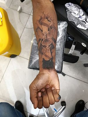Half sleeve, religious tattoo