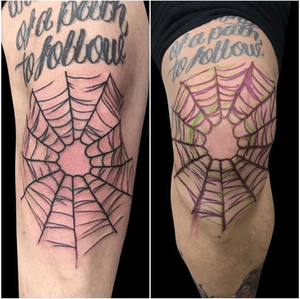 Free hand spiderwebs tattooed by Eloy for appointment contact the studio 