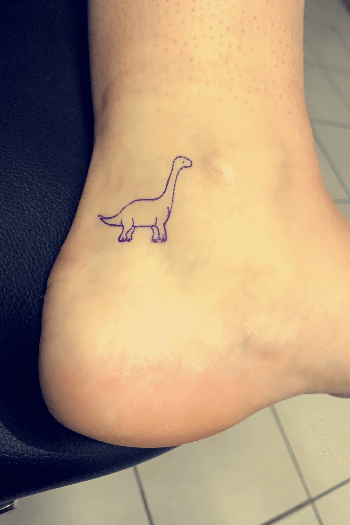Minimalink  Art from susboomtattoo This tattoo was made in October last  year  Geometric Long Neck Dinosaur  with Flowers and Leaves  Tattoo  Geometric for the beautiful Maria  Thank