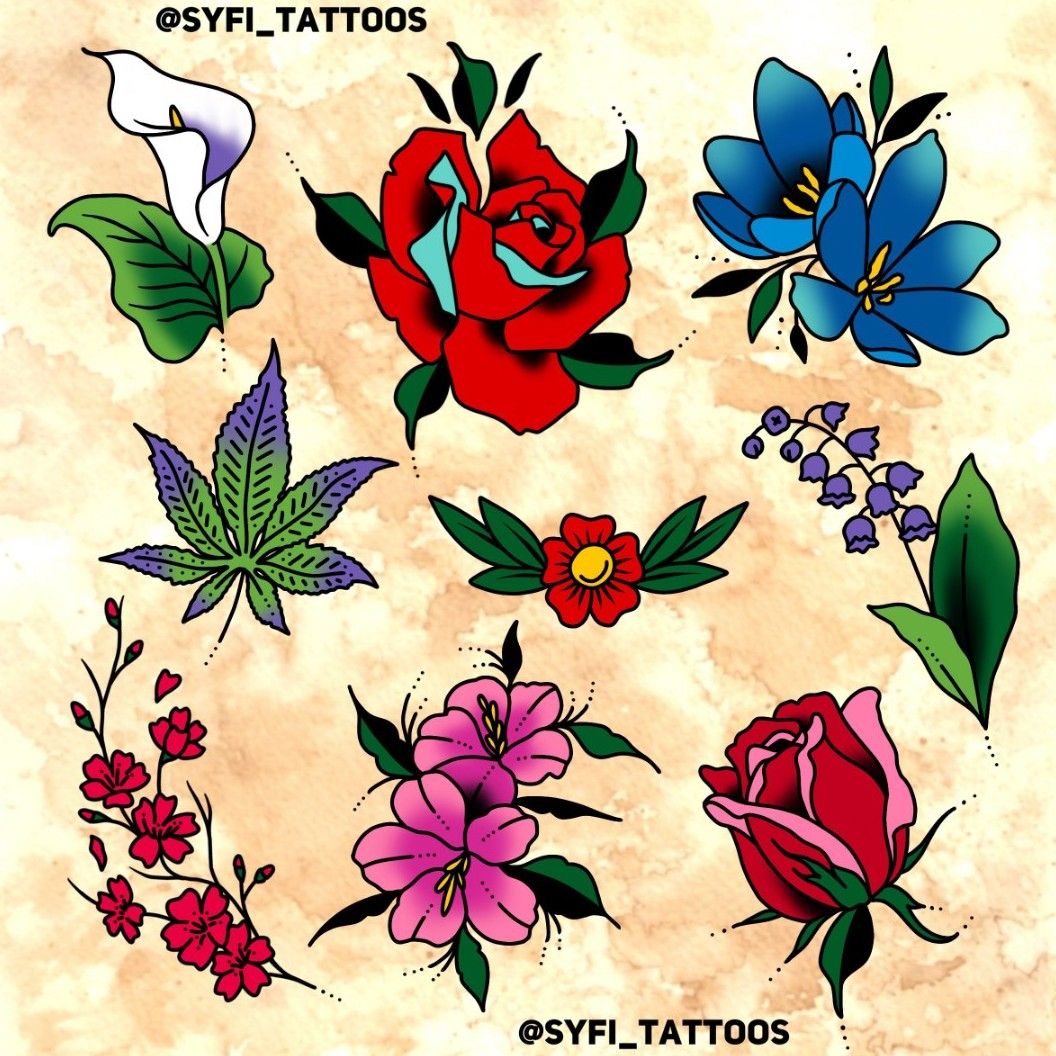Floral Flash  Ephemeral Tattoo 