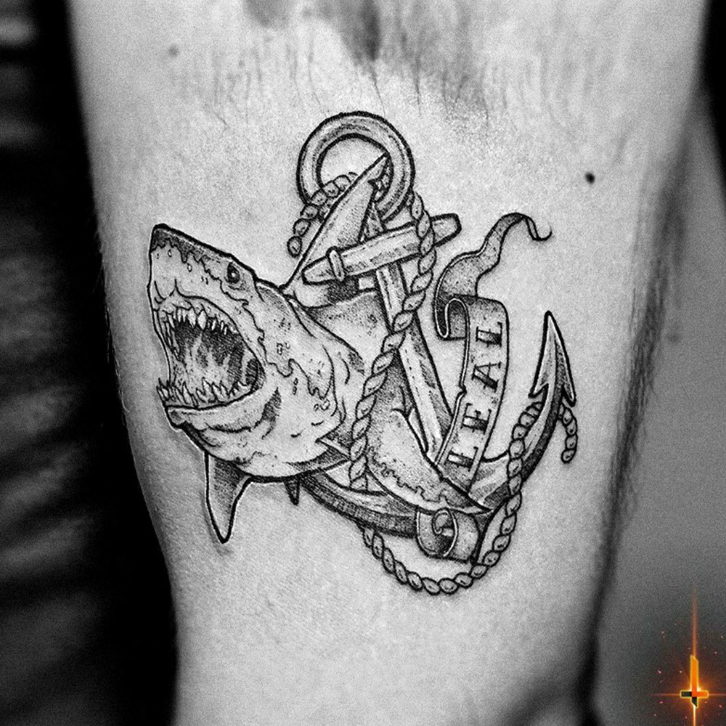 Hammerhead Shark Anchor Old School Tattoo Stock Illustration 1279867162 |  Shutterstock