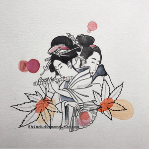 𝕵𝖆𝖕𝖆𝖓𝖊𝖘𝖊 𝖈𝖔𝖚𝖕𝖑𝖊 🖤 - #art #japanese #sketchtattoo #watercolor 