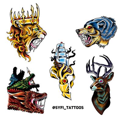 Game of Thrones inspired, what house are you! Available Flash #syfitattoos #gameofthrones #housestark #targaryen #color #traditional #dragons #colorful #neotraditional #brooklyn #nyc