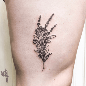 Sprig Floral Tattoo • By Kirstie Trew • KTREW Tattoo • Birmingham, UK 🇬🇧 #sprigtattoo #tattoo #finelinetattoo #fineline #birminghamuk