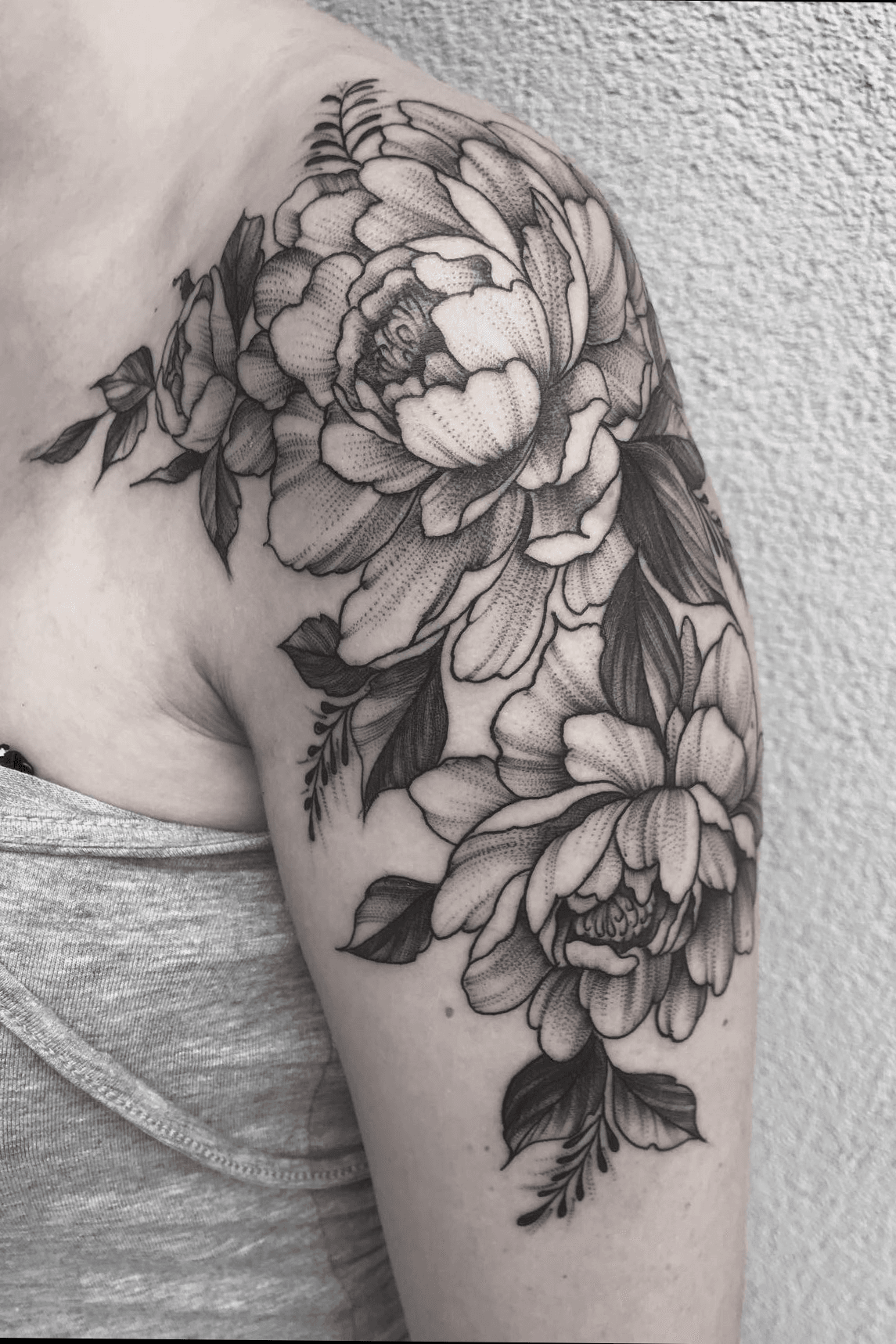 Peonies sketch linework dotwork eightlines twofloors  Floral tattoo  sleeve Flower tattoo shoulder Flower tattoo sleeve
