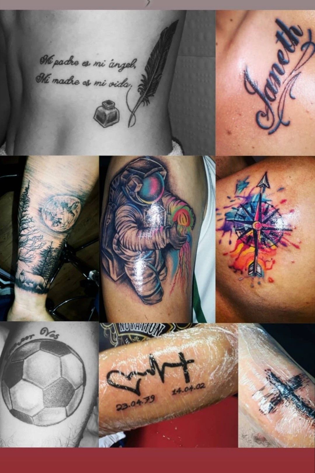 Tattoo uploaded by Andres Hernandez • Astronauta ; Paisaje dark ; Flor del  viento ; Nombre ; Frase padre madre ; futbol ; Cruz ; vida muerte  #Astronauta ; #Paisaje #dark ; #