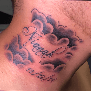 Tattoo uploaded by TatzAddict • Daughters name and birthday script font  heaven clouds • Tattoodo