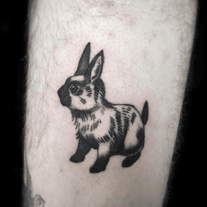 Small rabbit tattoo. #rabbit #rabbittattoo #AmericanTraditional 