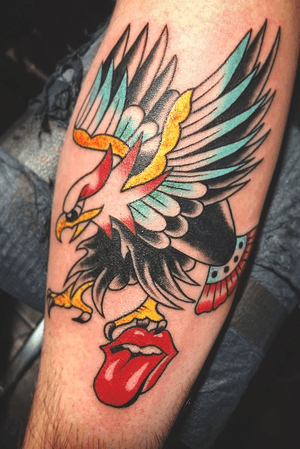 Traditional eagle & Rolling Stones logo
