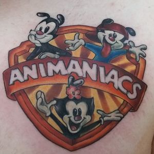 Animaniacs logo done by Courtney at Jonas and company in Sommerset Kentucky. #Animaniacs #Colorfultattoo #oldschooltattoo 