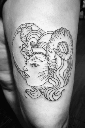 Session 1. Lady head inspired by astrological sign “Aries”. In progress.