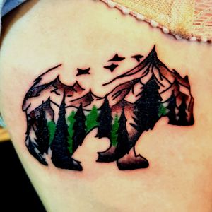 Bear with Forest Scene on side/rib 