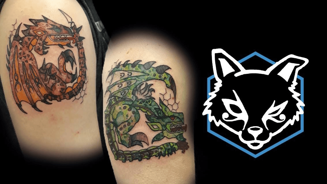 Rathalos tattoo  Hunter tattoo Gaming tattoo Wolf tattoos