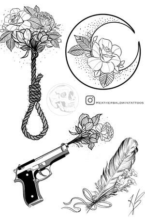 Black work flash available to be tattooed 