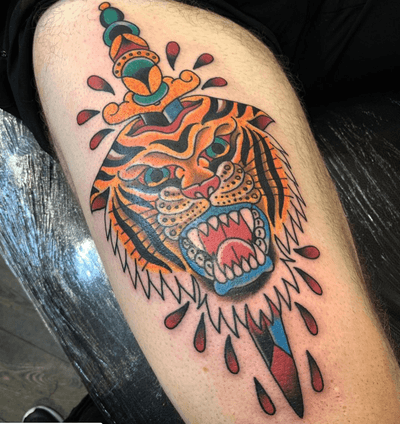 Tiger and dagger! Cheers Patrick.. another blinder of a day at @allstartattoo_ireland with the lads.