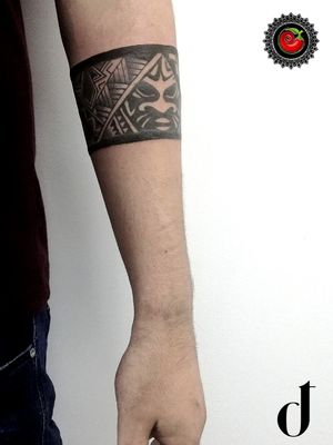 maori forearm band tattoos for men