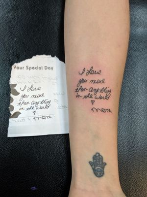 Handlettering tattoo for a special lady looking to remember her mom 