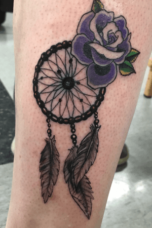 Dream catcher with an old-school rose