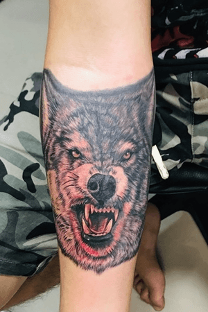 My wolf growl tattoo. Not finish yet . 