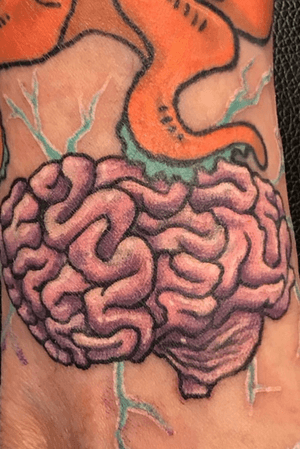 Brain power, cover up tattoo, free handed 