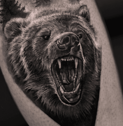 Rrr 🐾 done with @inkjecta and @quantumtattooinks, support @tattoodo #tattoodoambassador #bear #beartattoo #msktattoo #blackandgray #angrybear #татумедведь #медведь #мсктату #москватату