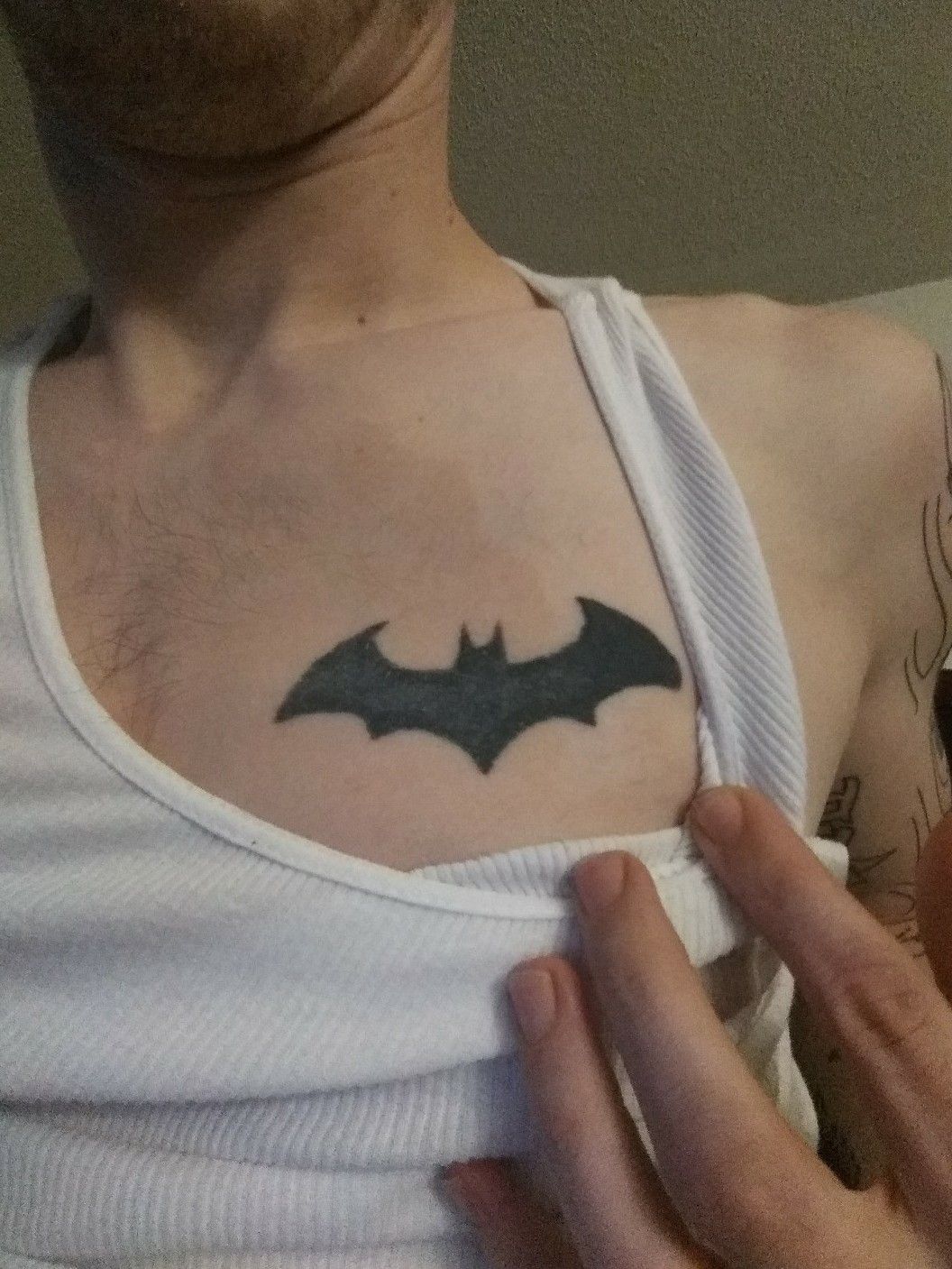 Solid Black Ink Simple Batman Symbol Mens Thigh Tattoos  Batman symbol  tattoos Batman tattoo Tattoo designs men