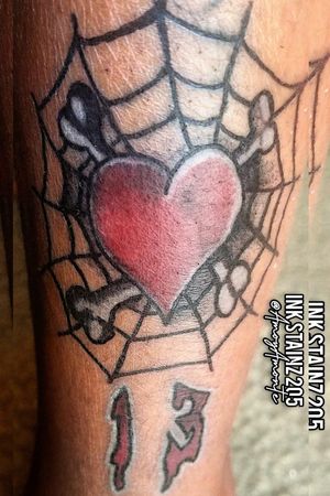 Halloween tattoo, web tattoo, bones tattoo, heart tattoo