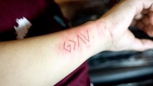 1st ink - "antidepressant" "God is greater than my highs and lows" "minimalist" "blood"