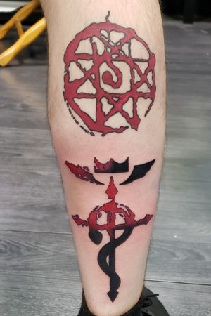 My Fullmetal Alchemist tattoos. Top one done by Ashley at Abandon All Hope.Bottom one is brand new done by Brice Leek.
