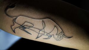 Line tattoo minimalist ox