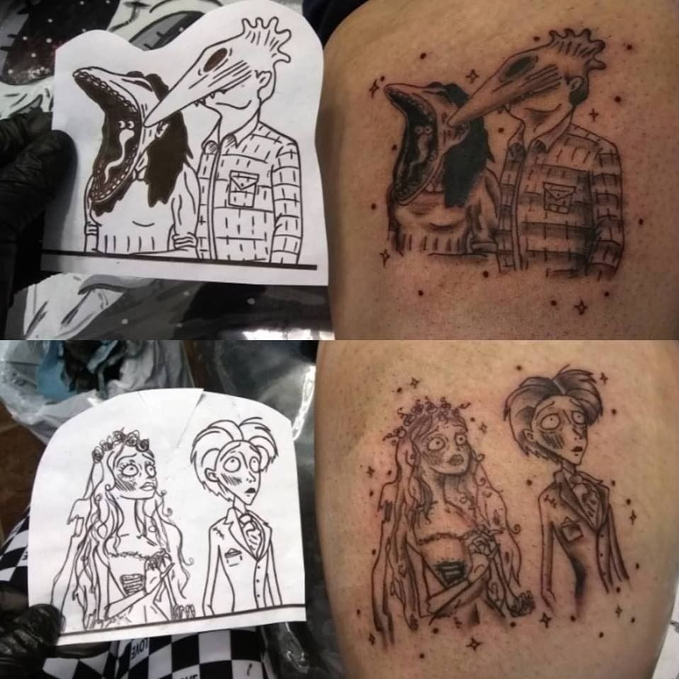 Tattoo uploaded by Amy Lyn Freehand Tim Burton couples Tattoodo