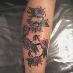 Pastel floral calf piece. Tattooed in Colorado