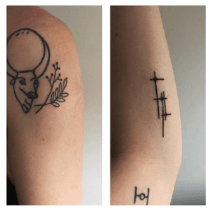 Small tattoos I handpoked on myself with ONE hand for stretch and poke