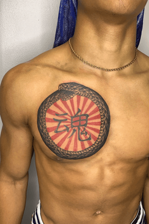 Ouroboros and Japanese sun (Didn’t do the symbol)