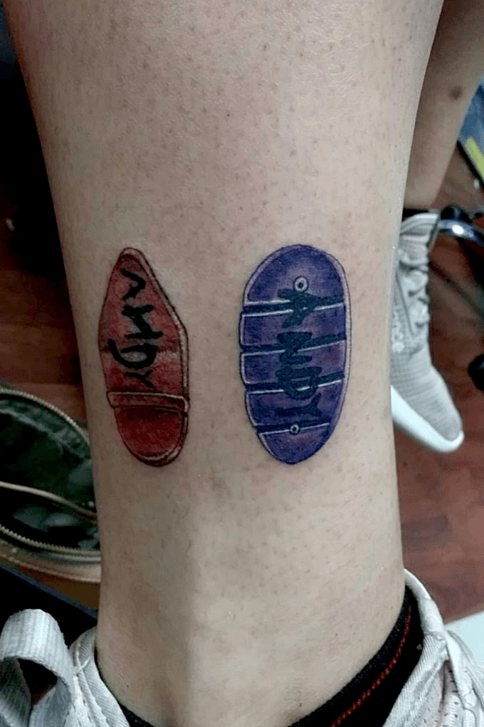 Toy Storys Alien tattoo on the ankle