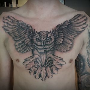 #blackandgrey #owl #chestpiece 